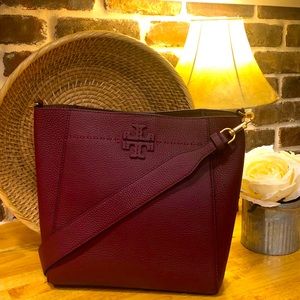 Tory Burch McGraw Hobo Claret NWOT
